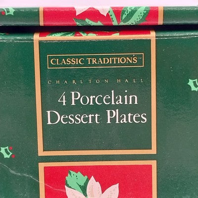 Charlton Hall Classic Tradition Christmas Plates Set of 4 Salad/Dessert China