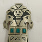 Bell Trading Post Bolo Tie Faux Turquoise Kachina Nickel Silver Tone 2.25'' SW