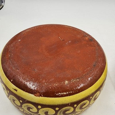 Mexican Redware Tlaquepaque Pottery Bowl 8"x3"h Hand Painted Clay Primitive