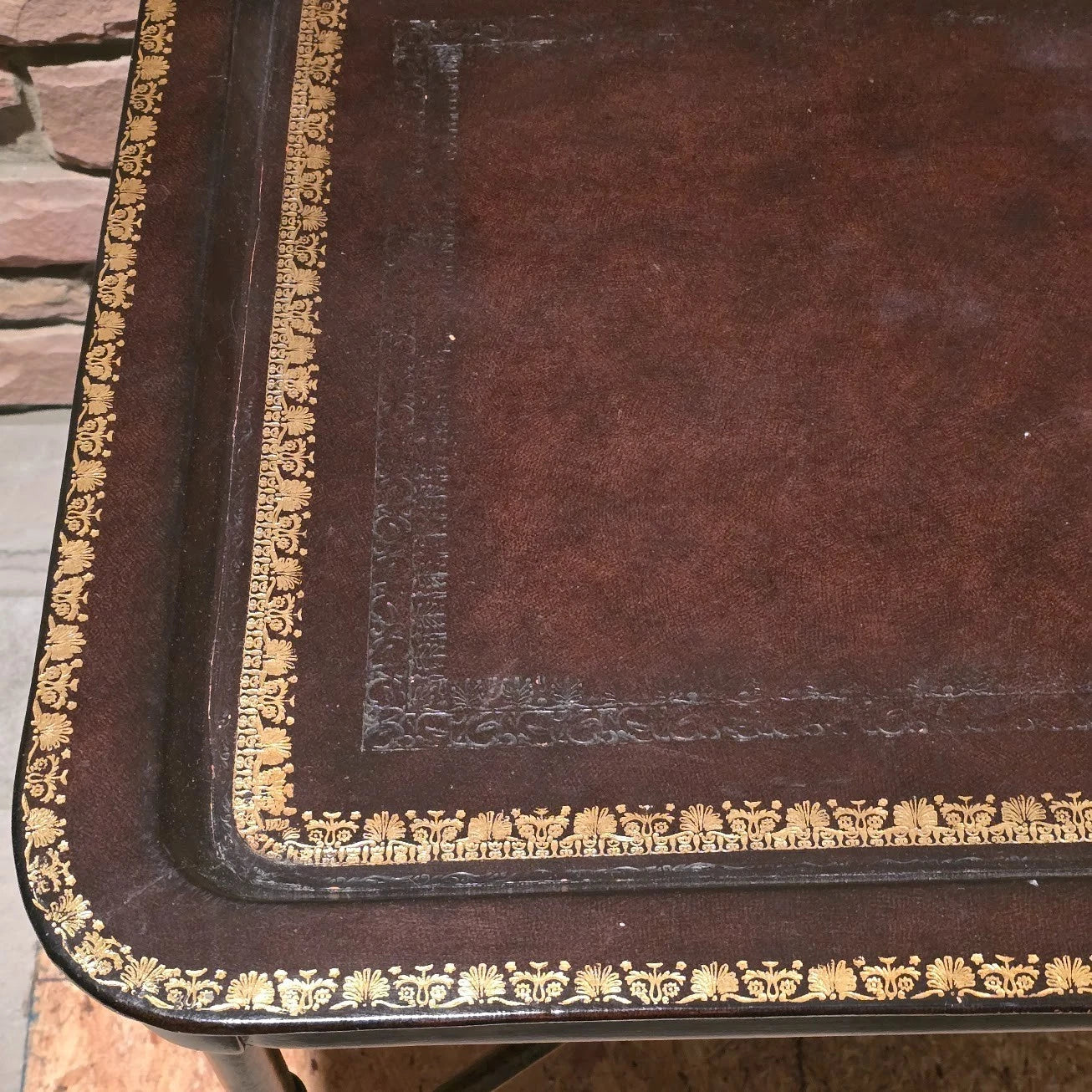 Maitland Smith Leather Tray Top Coffee Table Faux Bamboo 32x22 Philippines