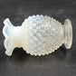 Fenton Moonstone Hobnail Clear White Opalescent Bud Vase 3.75" Ruffle Edge Vtg