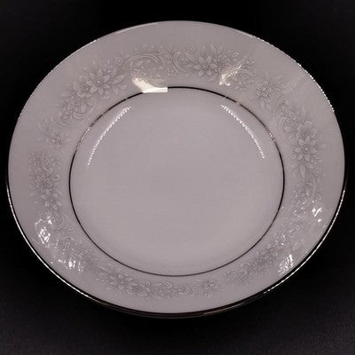Noritake Cumberland Dessert Bowl 5.5" White Flowers Platinum Trim Vintage Japan