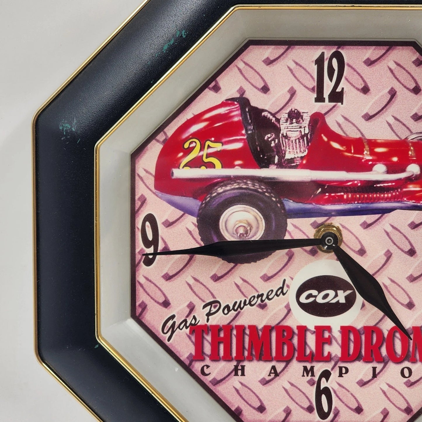 Cox Thimble Drome Champion Wall Clock 11.25" Gas Powered Race Car Octagon Quartz