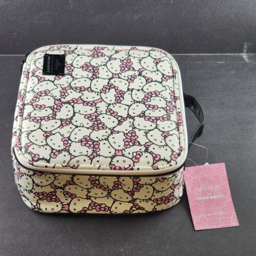 Hello Kitty Vanity White Cosmetic Bag Case Multi Compartment Sanrio NWT China