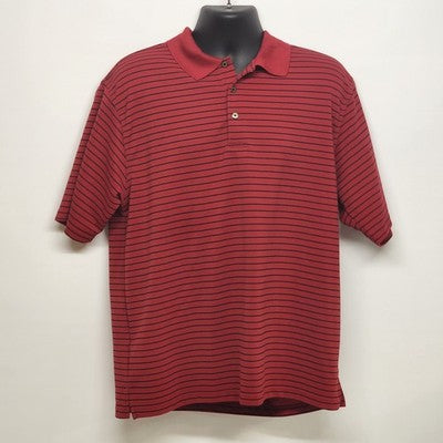 Grand Slam Golf Shirt Mens XL/XG Red Polo Black Pin Stripe Button 100% Polyester