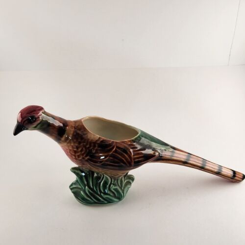 Ceramic American Bisque Pheasant Bird Planter Flower Pot Vintage