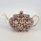 Vintage Lord Nelson Royal Brocade Chintz Teapot England Maroon Floral