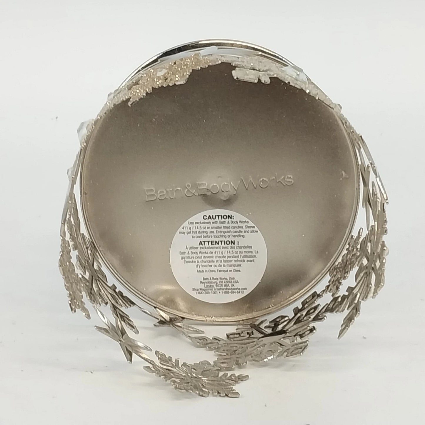 Bath and Body Works Snowflake 3 Wick Candle Holder Silver