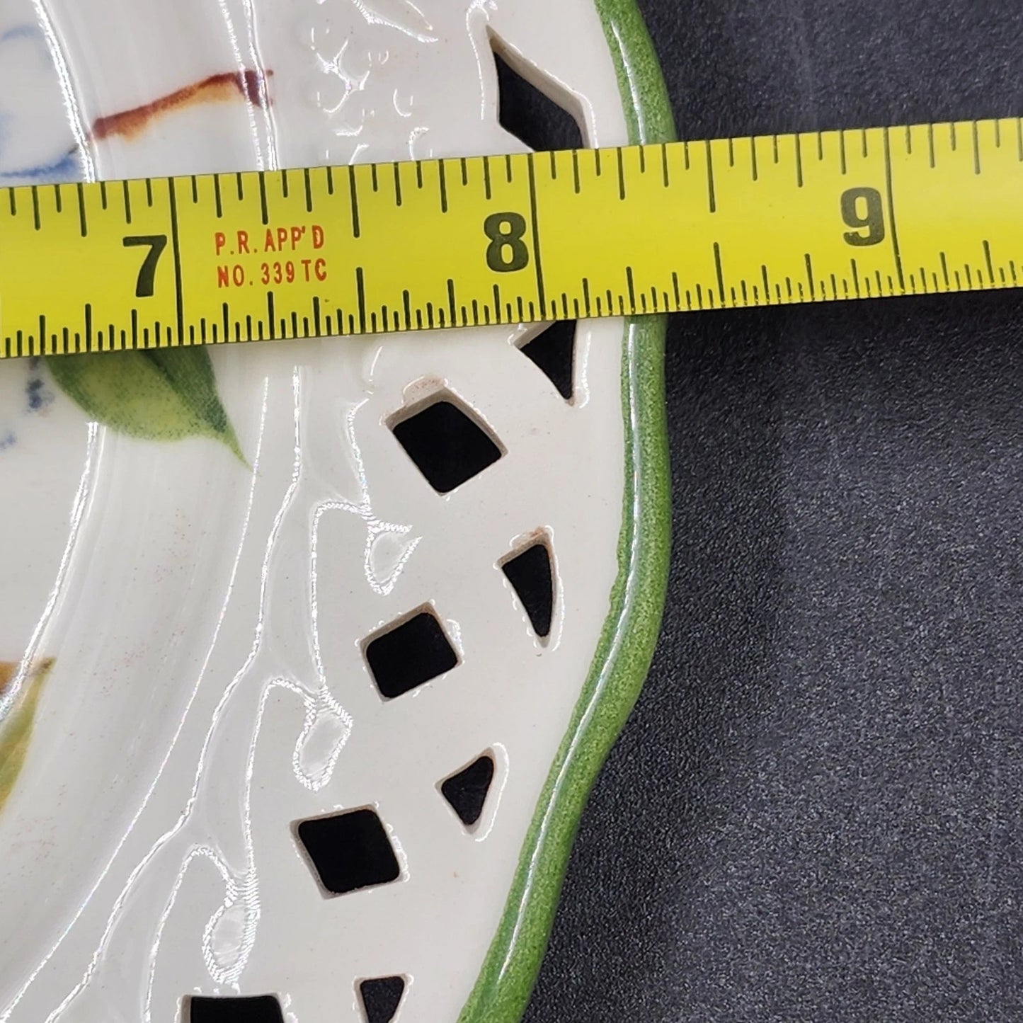 Brunelli Tiffany Pattern Reticulated Figs and Flowers Plate 8.5" Italy Signed