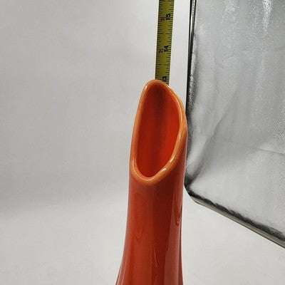 Swung Glass Vase Orange Bittersweet Footed Pedestal 13" L E Smith Glass MCM