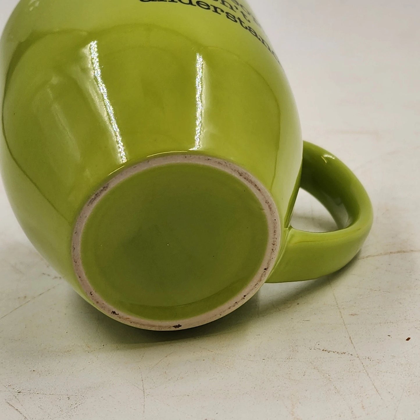 Green Coffee Mug Rob Fetters Side 1 and Earth People Don't Understand Side 2