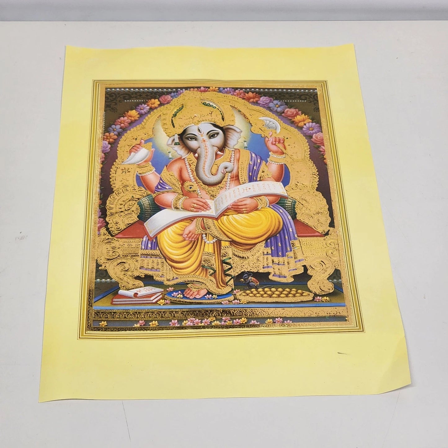 Hindu God Ganesha Print Poster Ganesh Writing Deity Remover of Obstacles Art