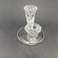 Fostoria Navarre Glass Triple Candle Holder Crystal Clear Base Art Deco Style