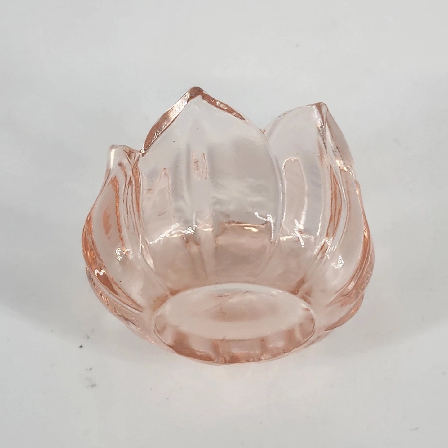 Westmoreland Pink Glass Lotus Flower Open Salt Cellar Individual Dip 1.25" Vtg