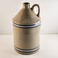 Beige White and Blue Whiskey Crock Jug Unbranded 11½" Tall Vintage