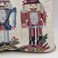 Christmas Nutcracker Soldiers Throw Pillow Tapestry Red Decor 15" x 11" Vtg USA