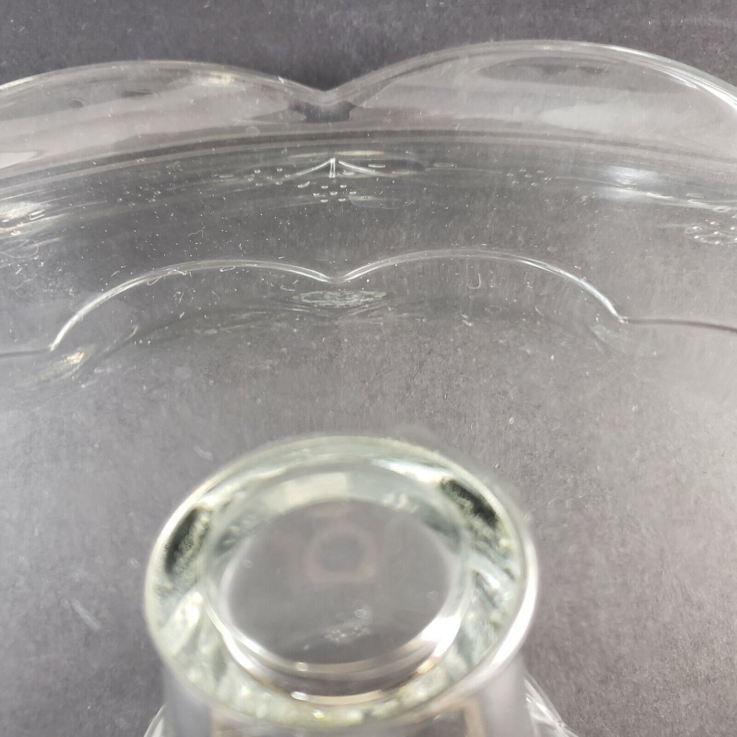Blossom Pattern Clear Glass Pedestal Cake Stand Scalloped Lip Pfaltzgraff USA