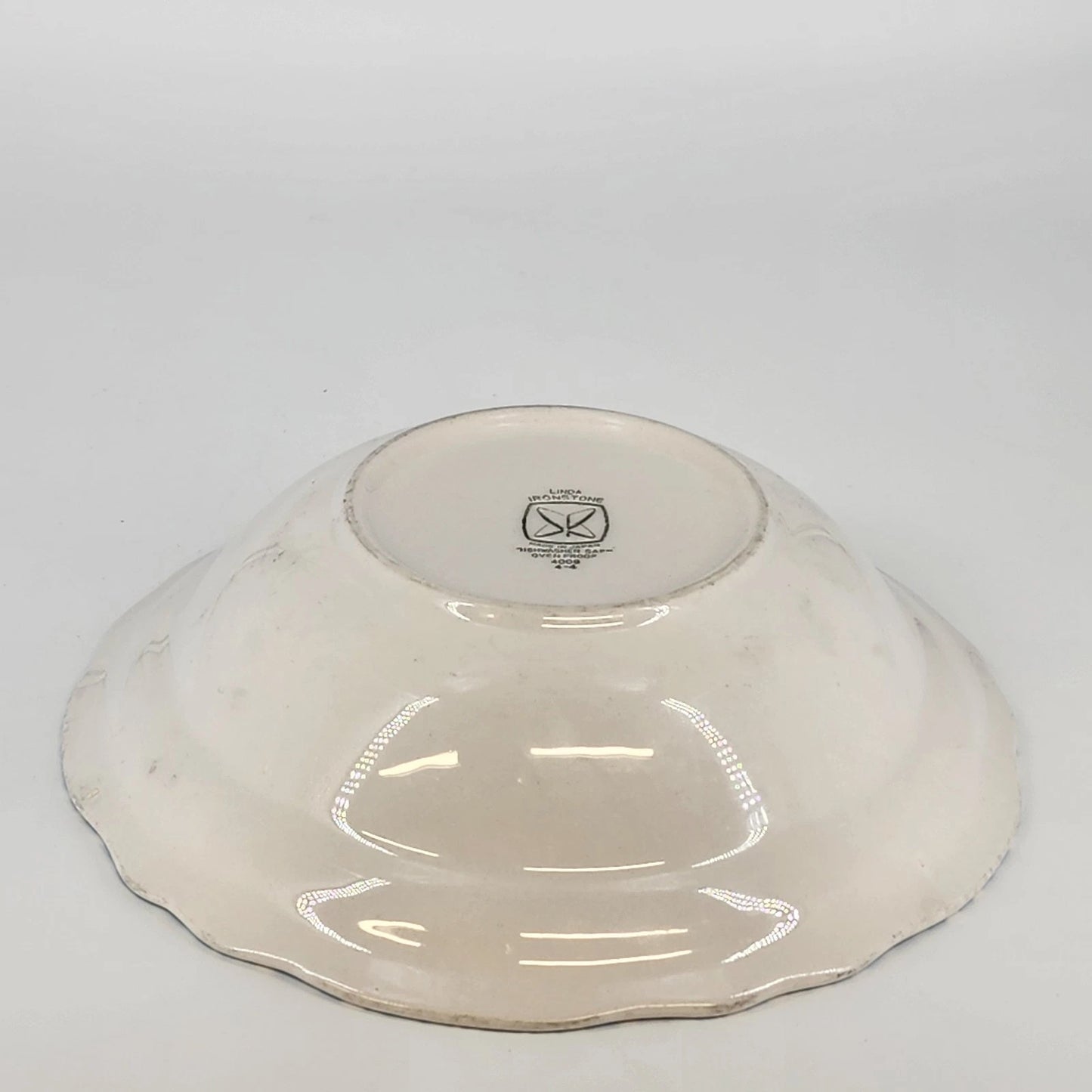 Linda Ironstone Vegetable Bowl 4008 Pottery Blue White Gingham Checked 9" Japan