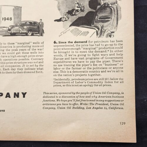Union Oil Company of Calif Can't Dance wo Paying the Piper 1948 Vintage Print Ad