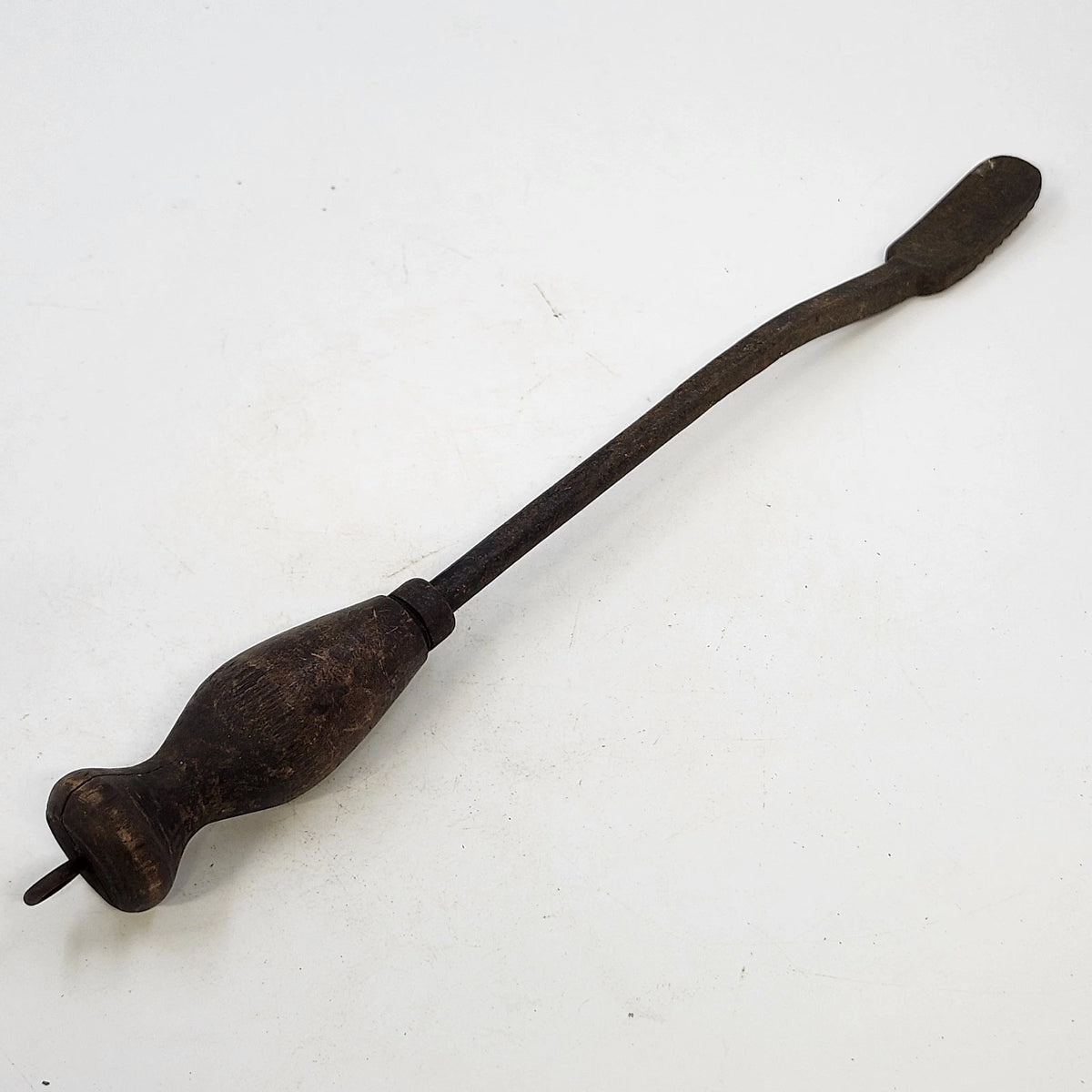 Cobbler Shoemaker Glazing Edge Iron Leatherworking Tool Wood Handle 14" Antique