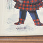 2 Fallarda Gallarda Big Eye Prints Pair 1960's Fall & Winter Framed Kitsch Art