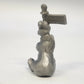 Rawcliffe P Davis Pewter Christmas Bear Holding North Pole Sign Figurine Vtg