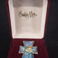 P Buckley Moss Millennium Cross Ceramic Pin Pendant Brooch 2" in Case 1999 Vtg