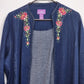 Suzanne Somers Collection Blue Jean Jacket Size 1X Embroidered Floral Rhinestone