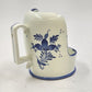 White with Blue Flower Design Scoop Shape Delftware Porcelain Candlestick Holder