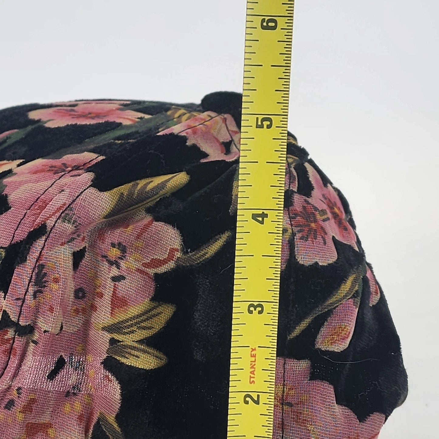 David and Young Baseball Cap Black Pink Floral Velour Soft Velvet Hat China