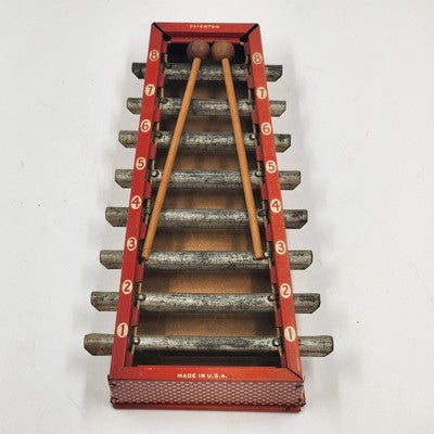 American Bar-Zim Metal Xylophone Zil-O-Phone w 2 Sticks Bell Tone Toy Vtg 1941