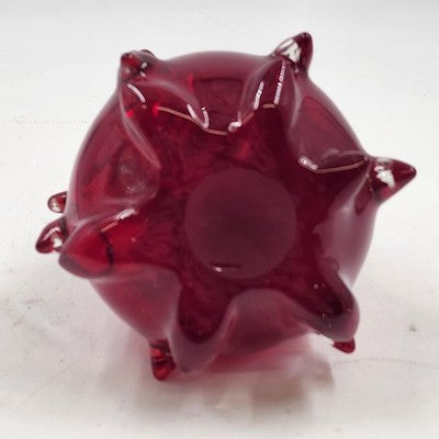 Pier 1 Glass Christmas Tree Figurine 8" Cranberry Red Tapered Cased Style