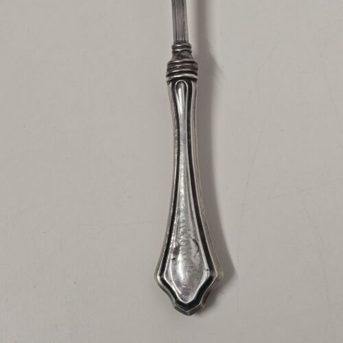 Hand Forged Maker Unknown Extra Large Fork 4-Prong Silver Handle Antique 8.75"