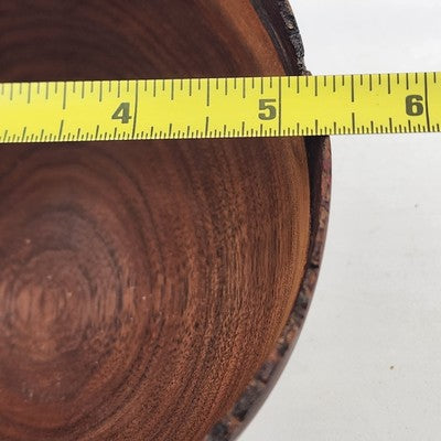 Hand Turned Walnut Wood Live Edge Bowl 5.75"x5" Signed 1990s Accent Decor