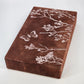 Floral Embroidered Jewelry Box Mirror Brown Fabric Case Floral Pink Felt Lining