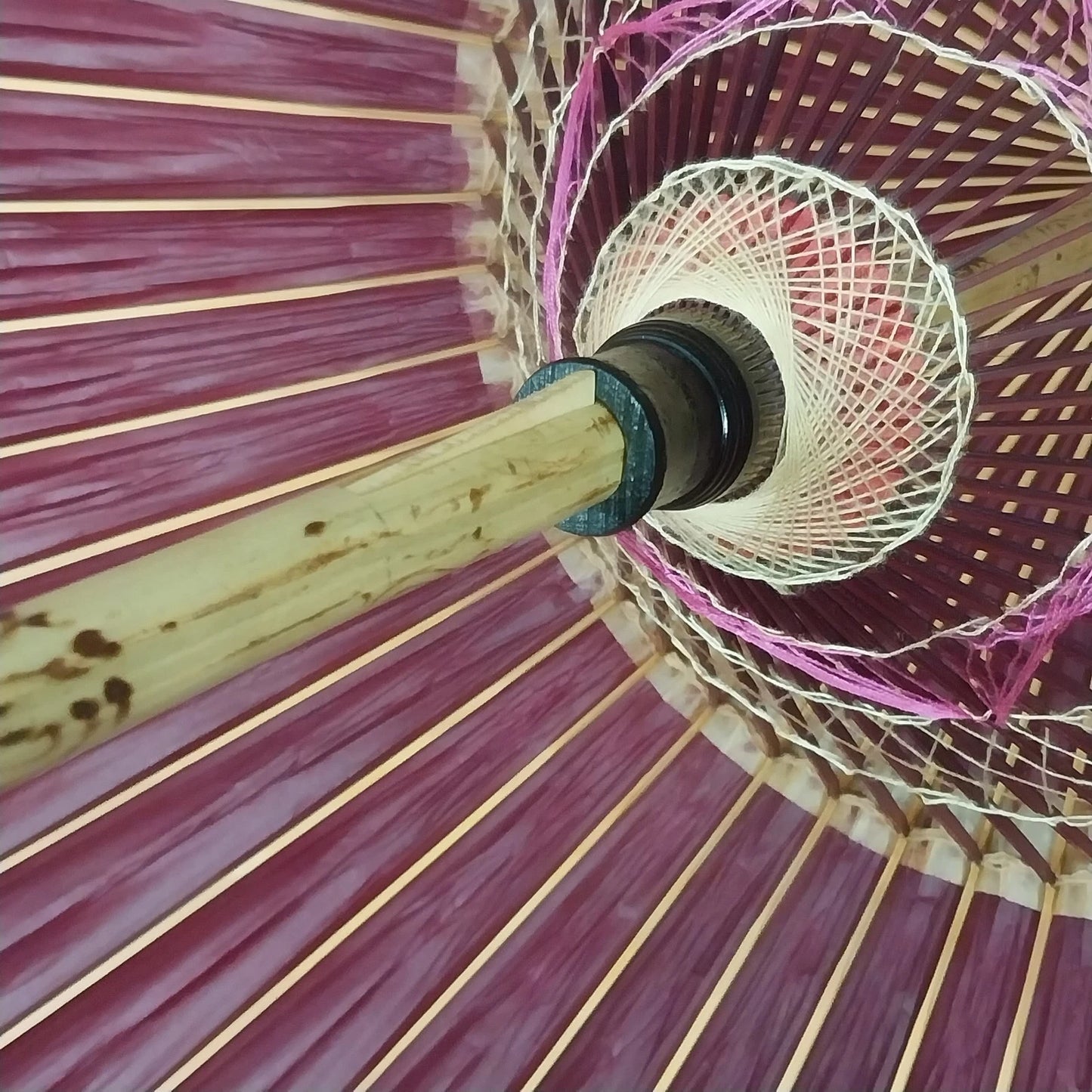 Japanese Wagasa Oiled Paper Umbrella Purplish Red Waterproof 39" Parasol Vintage