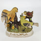 Lefton Ceramic Bird Family Figurine Yellow Green & Baby Bird on Log 7" Taiwan
