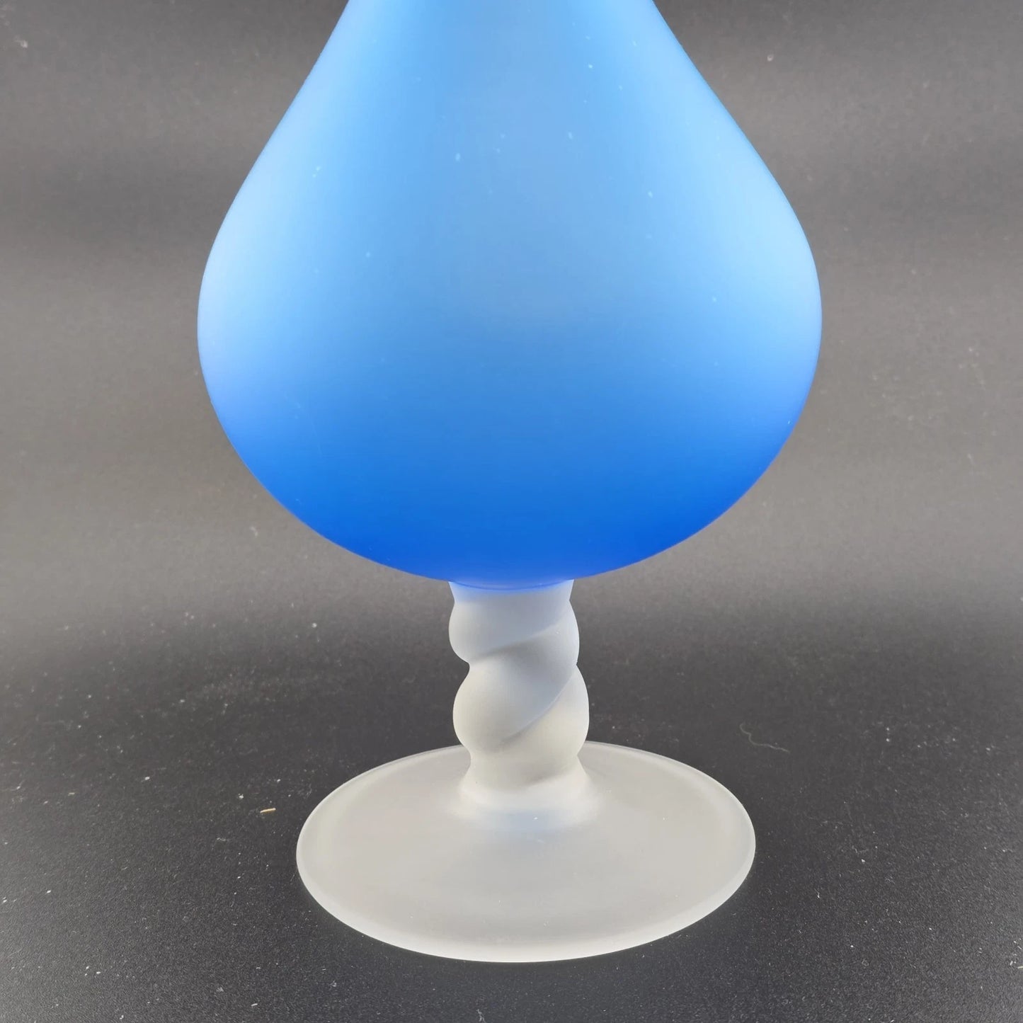Empoli Decanter Frosted Satin Blue Twisted Clear Pointed Stopper Handle & Base