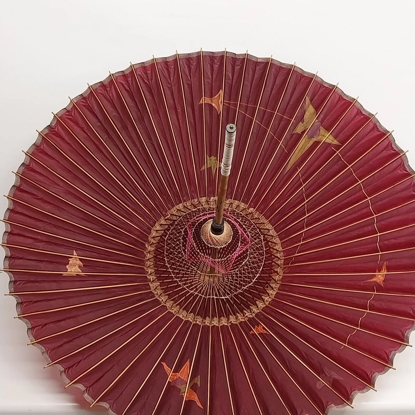 Japanese Wagasa Oiled Paper Umbrella Purplish Red Waterproof 39" Parasol Vintage