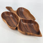 Hand Carved Natural Wooden Leaf Serving Tray 3-Section Divided Dish 16" Large