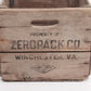 Zeropack Wooden Crate Winchester VA Advertising Storage Box Vintage 18x15x12