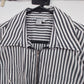 Tracy M Black White Striped Zip Front Blouse Women Large