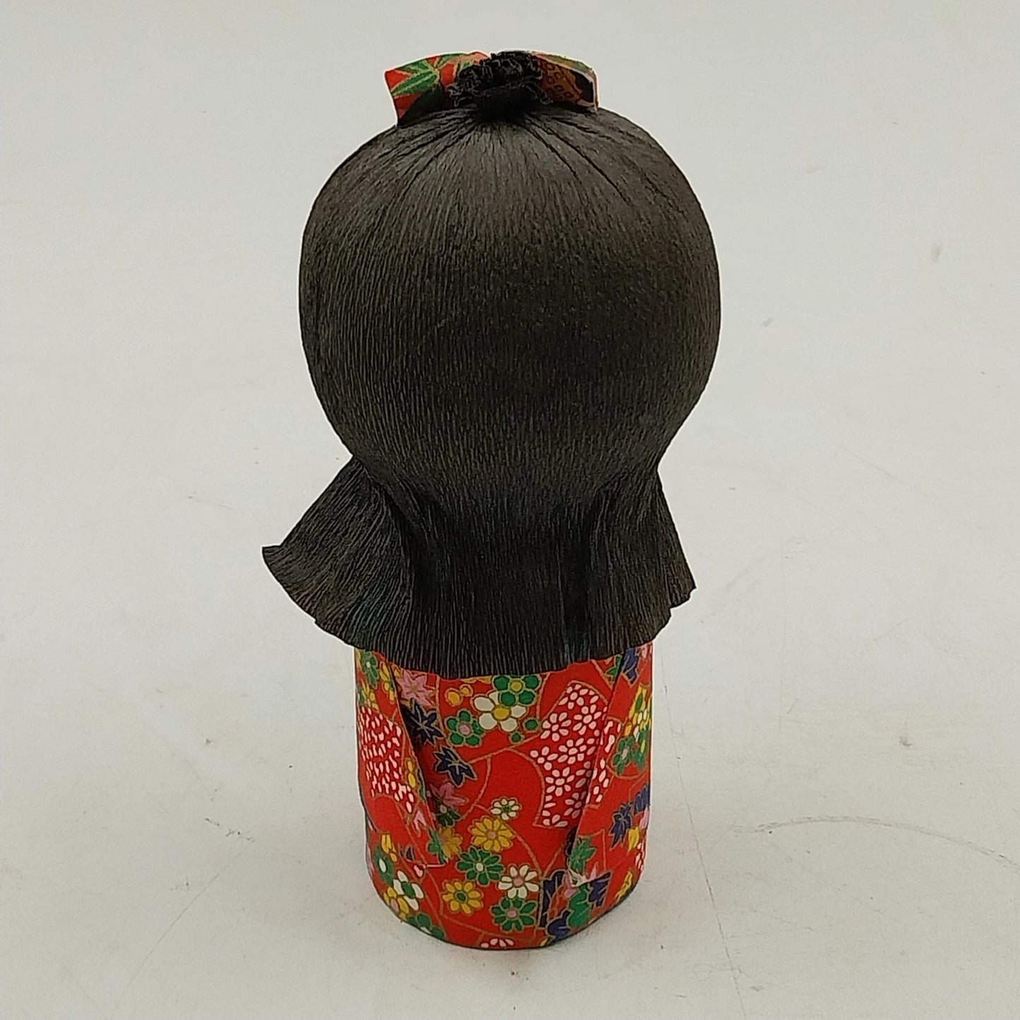 Kokeshi Style Asian Paper Doll Noise Maker Ball Colorful Crepe Paper Kimono