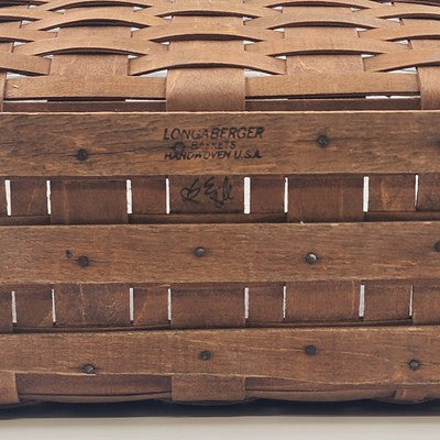 Longaberger Maple Double Handle Magazine Basket 15"x9"x11"h with Plastic Liner
