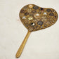 Ornate Vanity Hand Mirror Hand Crafted Upcycle Heart Shape Beveled Glass