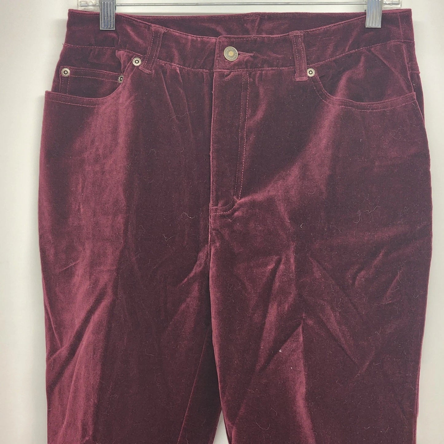 Newport News Jeanology Maroon Pants Size 10 Suede-Like Soft Stretch Cotton Vtg