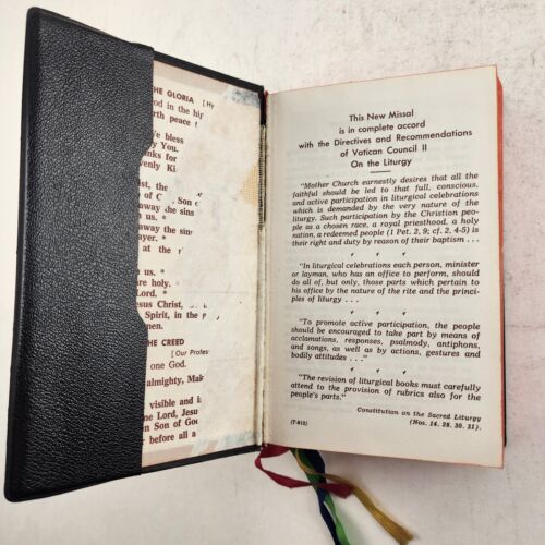 New Saint Joseph Daily Missal and Hymnal Vintage 1966 Black Vinyl Cover Catholic