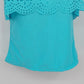 Capri Womens Tankini 2 Piece Swimsuit XL Turquoise Eyelet Lace Front Nylon Blend