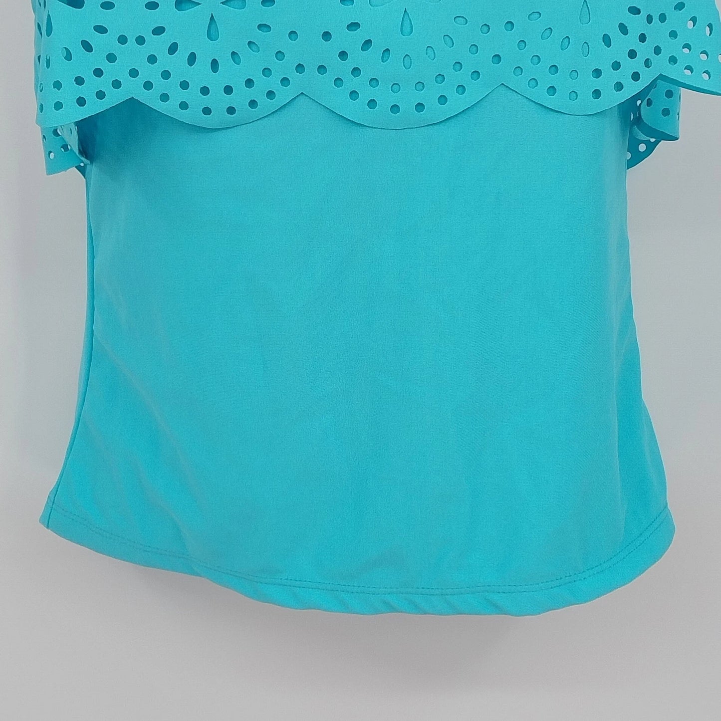 Capri Womens Tankini 2 Piece Swimsuit XL Turquoise Eyelet Lace Front Nylon Blend