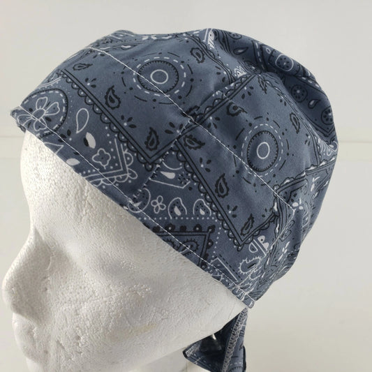 EZ Cool Cooling Du Rag Skull Cap Cowboy Blue Tie Headwrap Elastic Back
